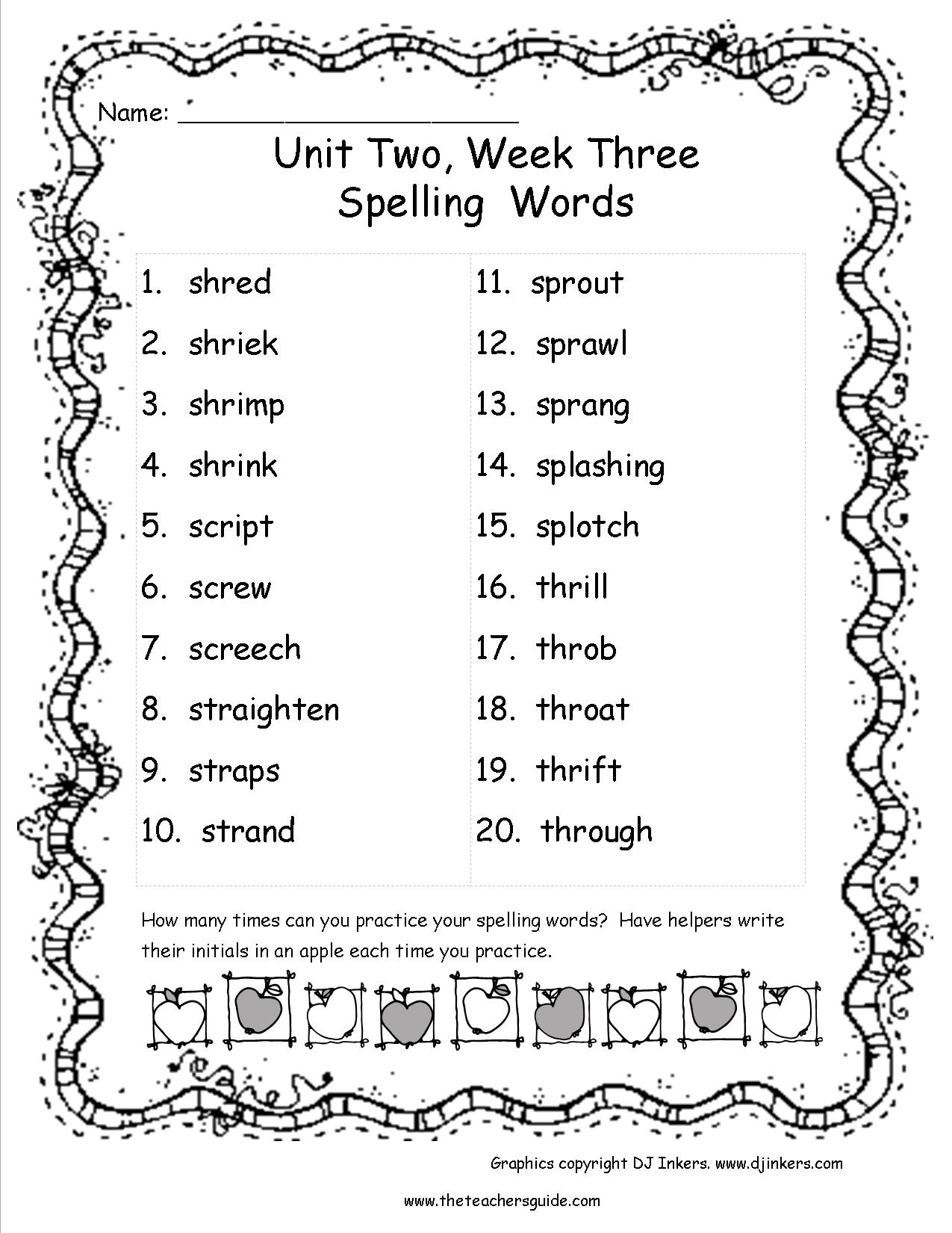 Th Grade Spelling Words Worksheets Briefencounters Free Printable ...