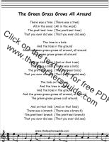 green grass grows all around lyrics printout