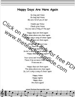 happy days are here again lyrics printout