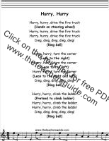 hurry hurry drive the firetruck lyrics printout