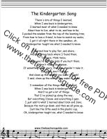 Kindergarten Song lyrics printout