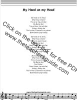 My Hand on My Head lyrics printout