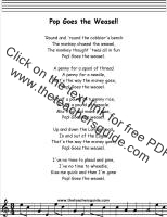 Pop Goes the Weasel lyrics printout