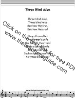 Three Blind Mice lyrics printout