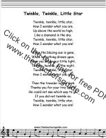 Twinkle, Twinkle Little Star lyrics printout