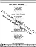 You Are My Sunshine lyrics printout