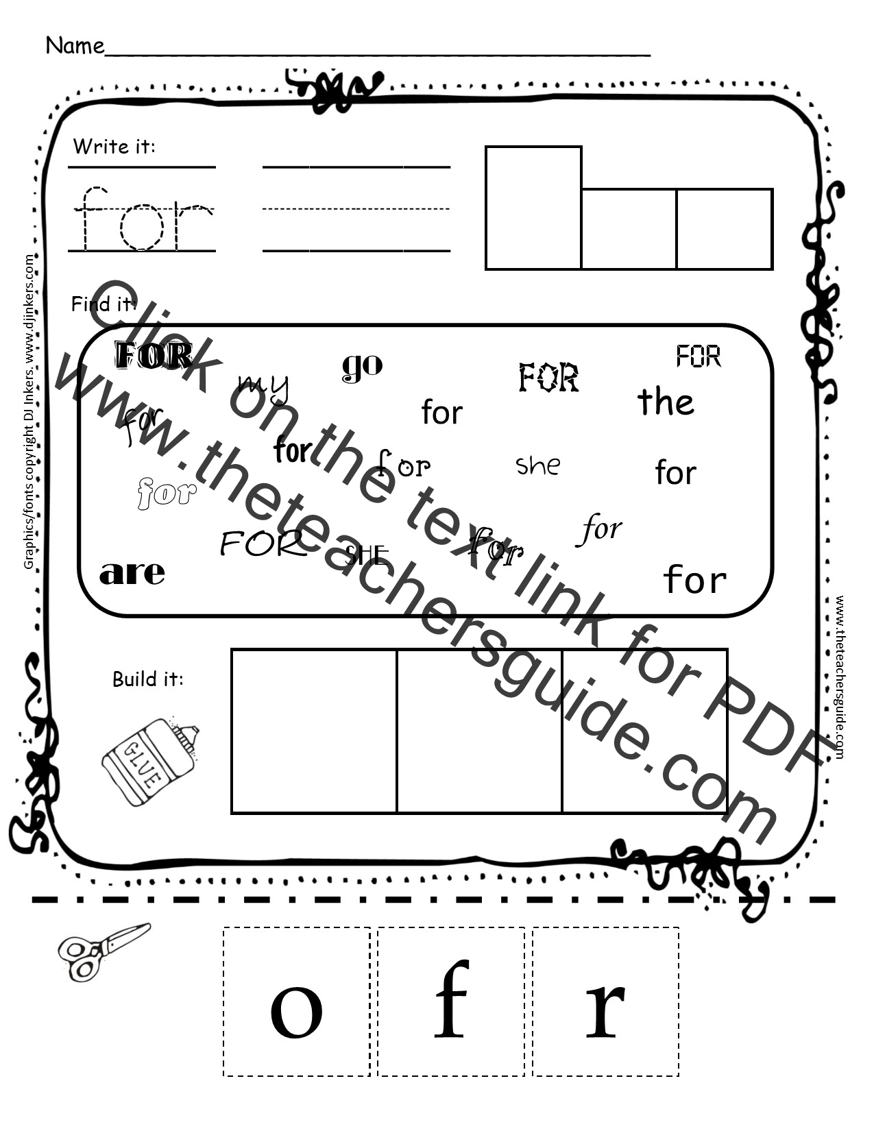 FORsightword - Sight Word Worksheets Kindergarten