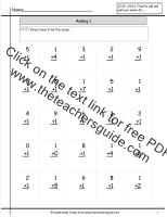 adding one addition facts worksheet timed