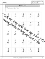 adding zero and one addition facts worksheet