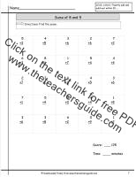 sums of eight and nine worksheet