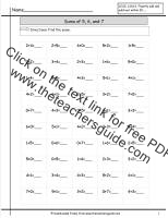 sums of five, six, and seven worksheet