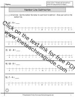 subtraction worksheet with numberline