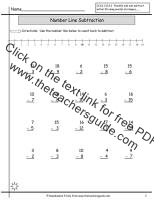 subtraction worksheet with numberline