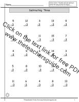 subtracting 3 worksheet