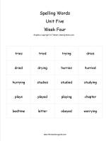 third grade wonders unit five week four spelling words cards