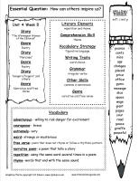 third grade wonders unit four week five weekly outline