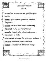 third grade wonders unit four week one vocabulary words