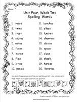 third grade wonders unit four week two spelling words list