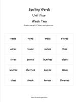 third grade wonders unit four week two spelling words cards