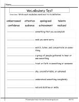 third grade wonders unit four week two vocabulary test