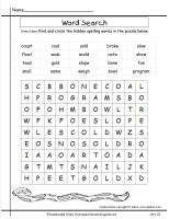 mcgraw hill wonders third grade unit one week five spelling wordsearch