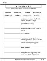 mcgrawhill wonders third grade unit three week five vocabulary test