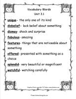 mcgrawhill wonders third grade unit three week one vocabulary words