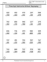 three digit subtraction without regrouping