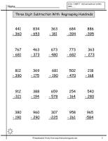 three digit subtraction with regrouping worksheet