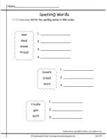 wonders second grade unit five week five printout spelling words abc order