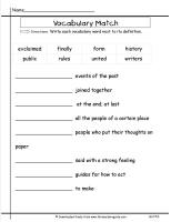 wonders second grade unit five week five printout vocabulary matching