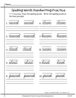 wonders unit five week one printout spelling cursive