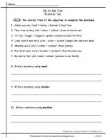 second grade wonders unit six week three printout grammar test