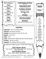 second grade wonders unit six week three printout weekly outline