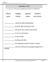 wonders 2nd grade unit two week five vocabulary test