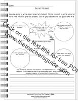 secret student writing prompt worksheet